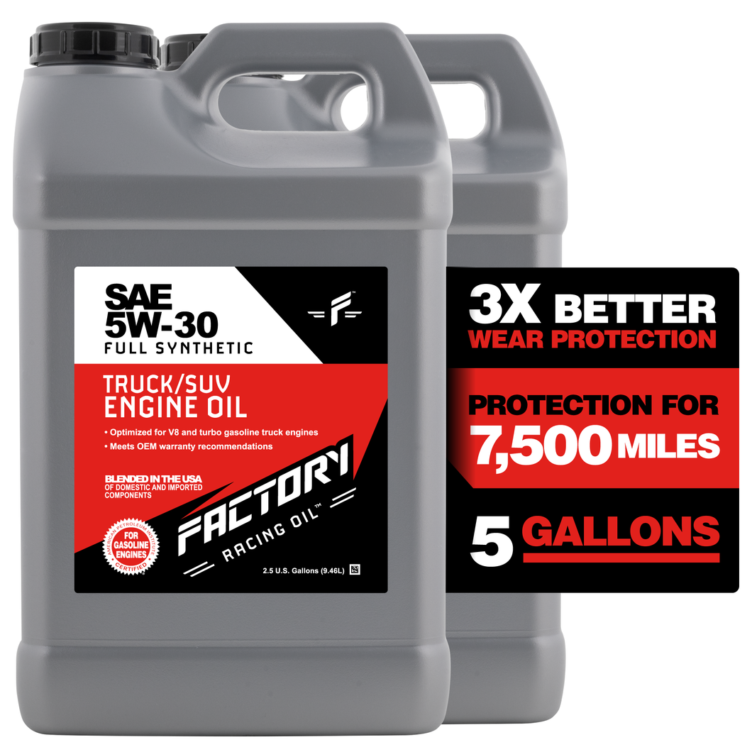 Factory Racing Oil SAE 5W-30 Full Synthetic Truck/SUV Engine Oil- API SP ILSAC GF-6A - 5 Gallon (2x2.5 Gal)