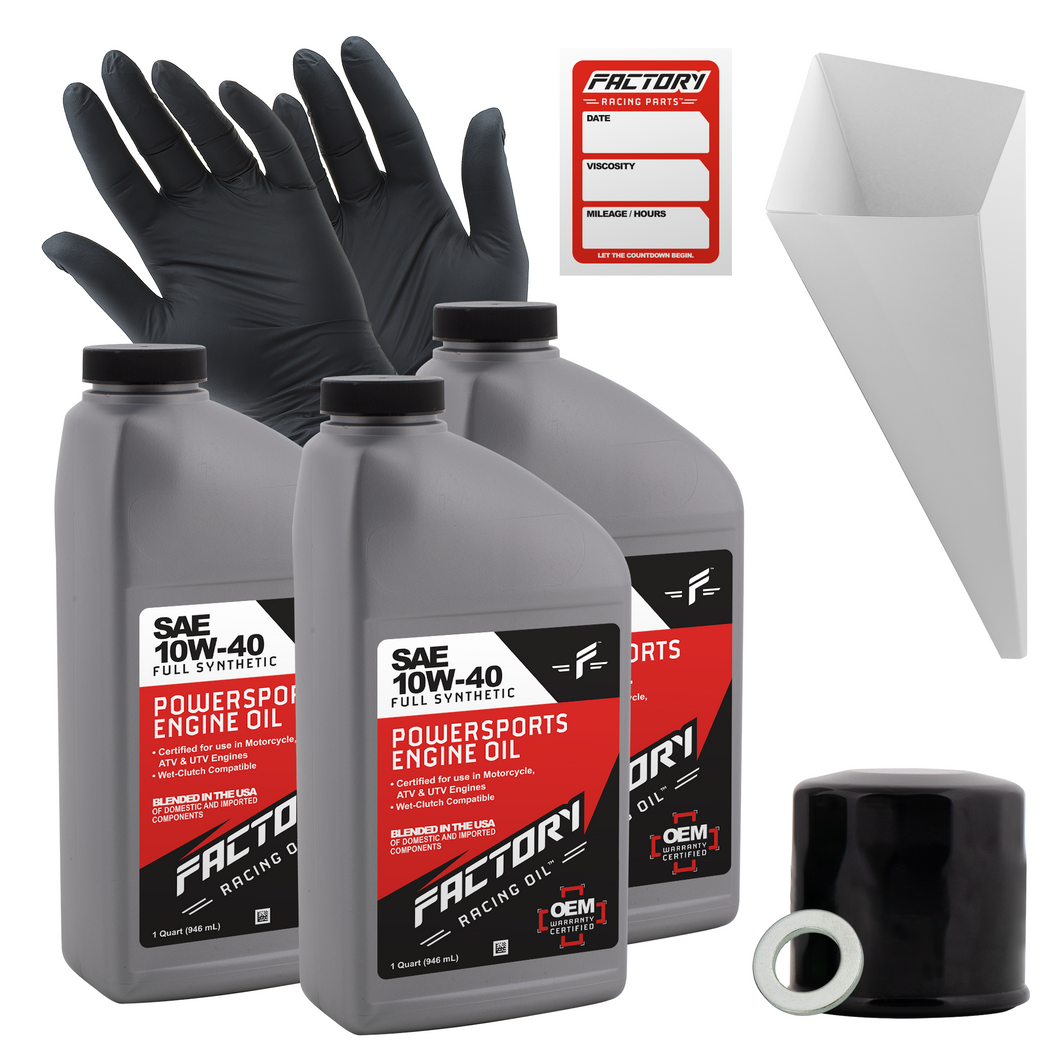 Factory Racing Parts SAE 10W-40 3 Quart Oil Change Kit For Honda CB500F, CBR500R, CMX500, CBR600RR, CB650R