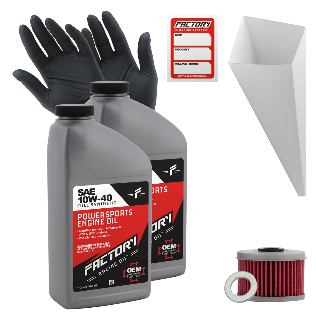 Factory Racing Parts SAE 10W-40 2 Quart Oil Change Kit For Honda TRX300EX, TRX400EX, XR350R, XR400R, XR650R