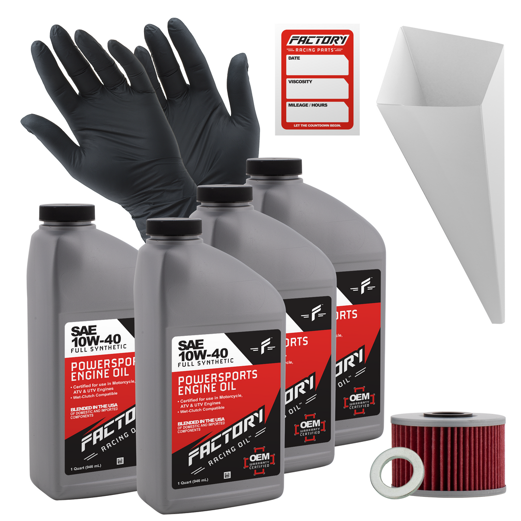 Factory Racing Parts SAE 10W-40 4 Quart Oil Change Kit For Honda TRX420FA, TRX420FPA Fourtrax Rancher AT