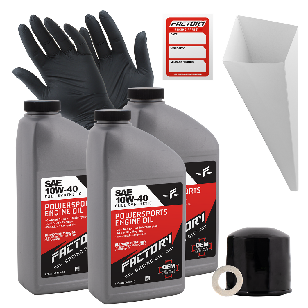 Factory Racing Parts SAE 10W-40 3 Quart Oil Change Kit For Honda VT500FT, VT500C, VT750C, VT800