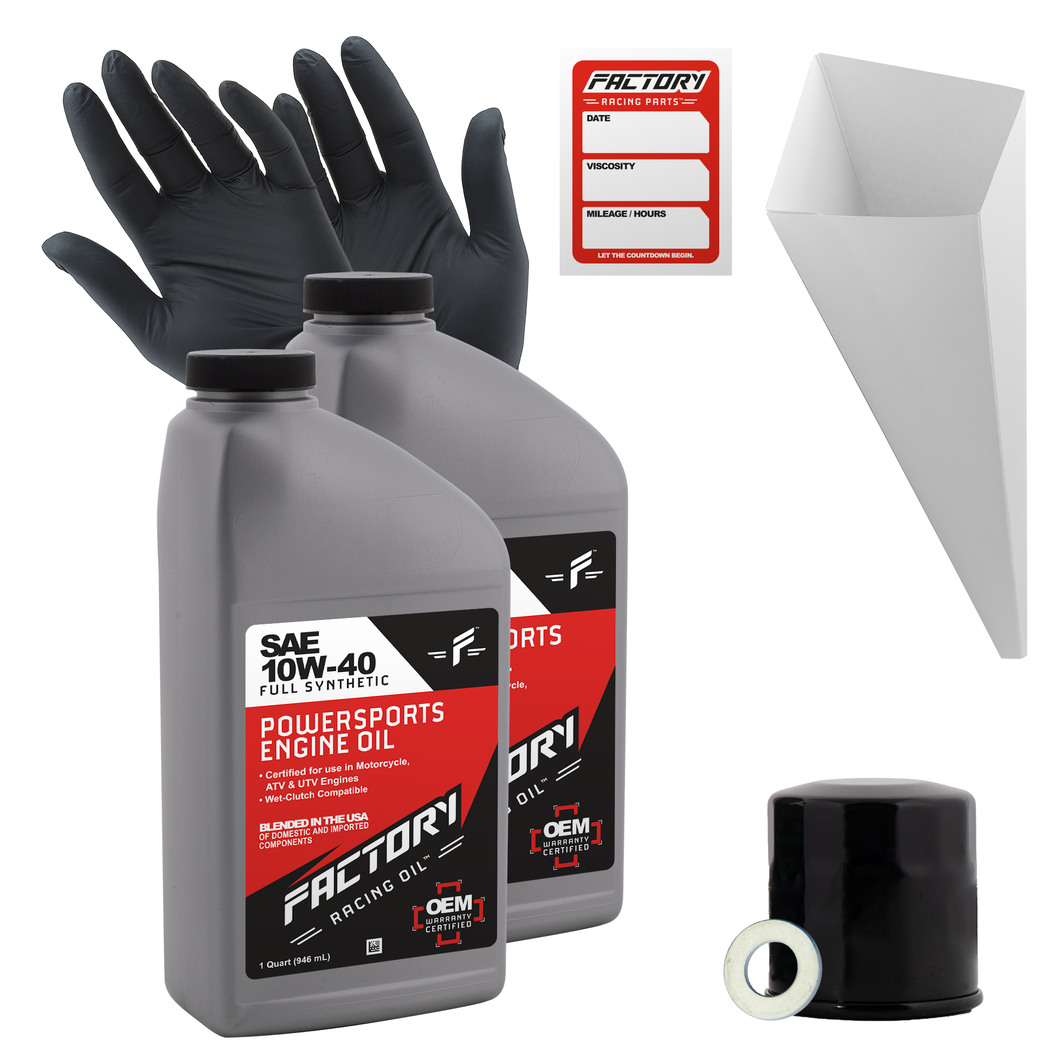 Factory Racing Parts SAE 10W-40 Full Synthetic 2 Quart Oil Change Kit compatible with Kawasaki KAF400 Mule 600/610