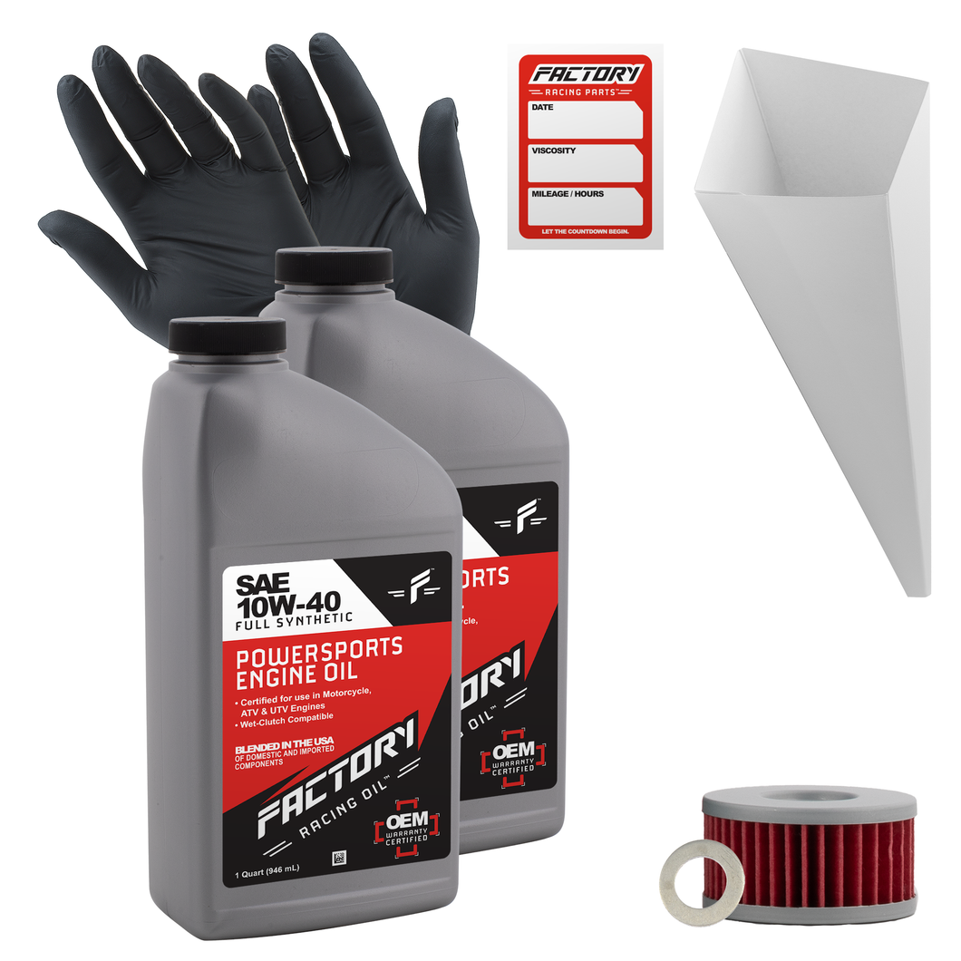 Factory Racing Parts SAE 10W-40 Full Synthetic 2 Quart Oil Change Kit fits Suzuki DR250S, TU250X, DR350