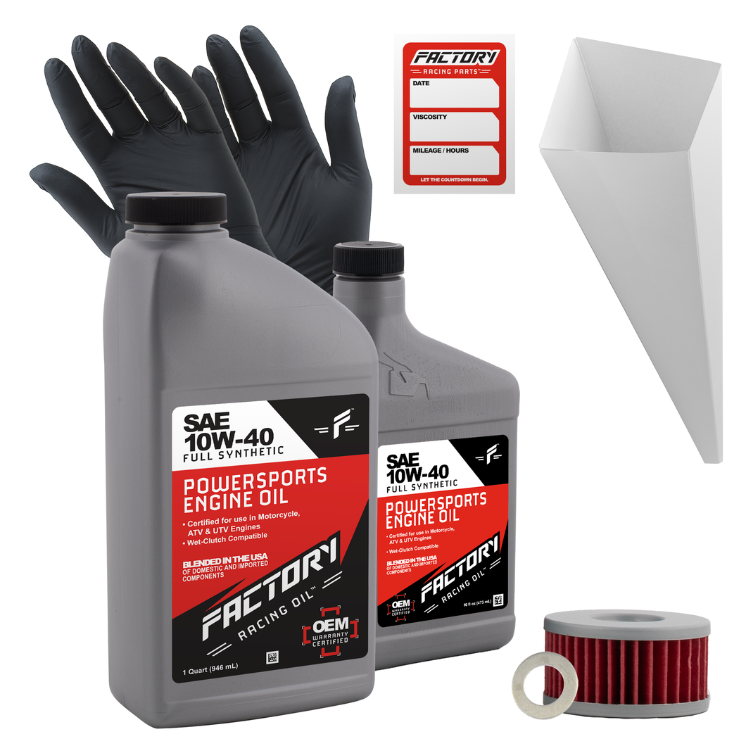 Factory Racing Parts SAE 10W-40 Full Synthetic 1.5 Quart Oil Change Kit fits Suzuki GN250, GZ250 Marauder