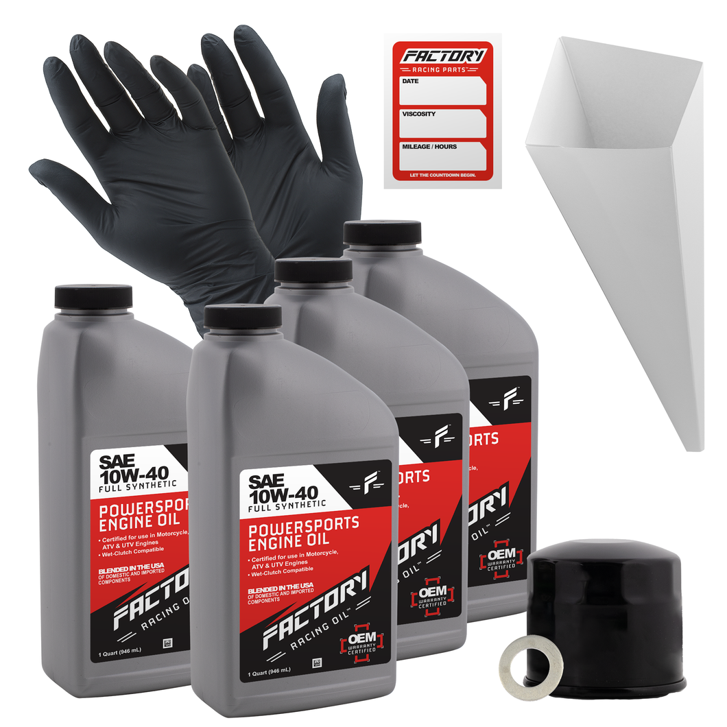 Factory Racing Parts SAE 10W-40 Full Synthetic 4 Quart Oil Change Kit fits Suzuki GSX-R750