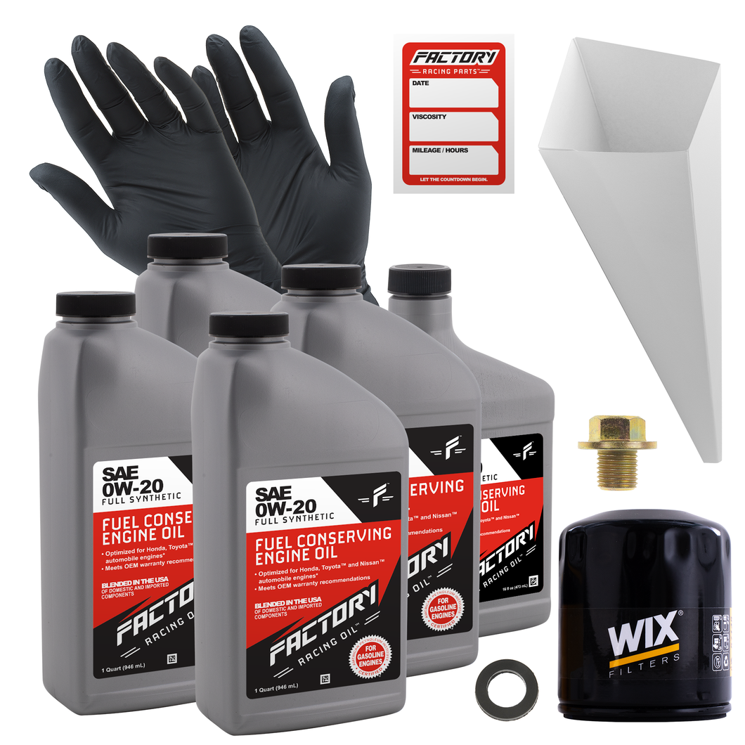 Factory Racing Parts Oil Change Kit For Ford Fusion Hybrid 2.0L 2013-2020, SSV Plug-In Hybrid 2.0L 2019-2020 0W-20 Full Synthetic Oil - 4.5 Quarts