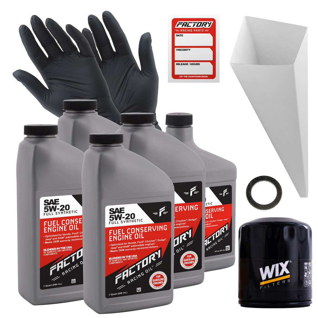 Factory Racing Parts Oil Change Kit For Mazda 3 2004-2009 / 2011-2013, 3 Sport 2009-2013, 5 2009-2010, Tribute 2005-2006 / 2008 5W-20 Full Synthetic Oil - 4.5 Quarts