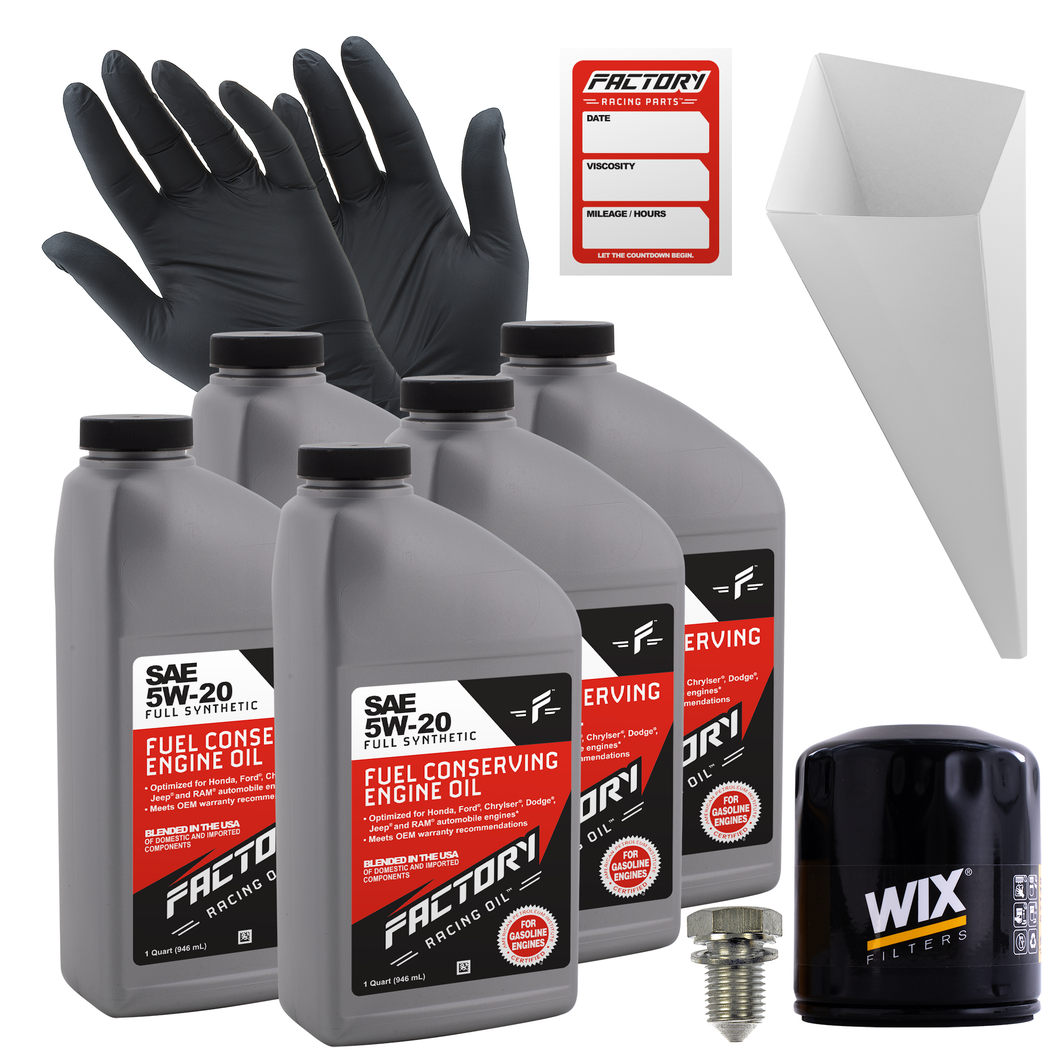 Factory Racing Parts Oil Change Kit For Dodge Grand Caravan 3.3L V6 2003-2010 5W-20 Full Synthetic Oil - 5 Quarts