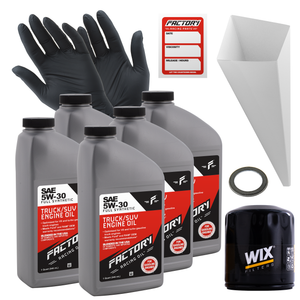 Factory Racing Parts Oil Change Kit For Dodge Avenger 2.5L 1995-2000, Daytona 3.0L 1990-1993 5W-30 Full Synthetic Oil - 5 Quarts