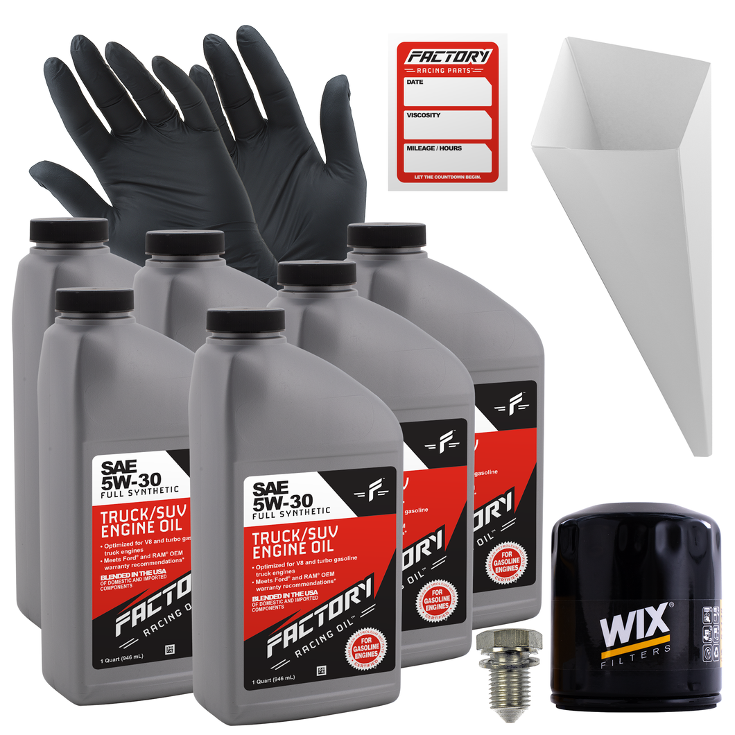 Factory Racing Parts Oil Change Kit For Dodge Dakota 2000-2006, Durango 2000-2007, Ram 1500 2002-2007, 2500 2005-2007 4.7L 5W-30 Full Synthetic Oil - 6 Quarts