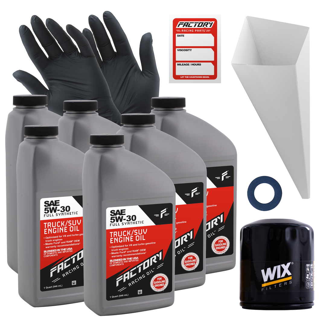 Factory Racing Parts Oil Change Kit For Toyota 4Runner 1996-2009, FJ Cruiser 2007-2009, Tacoma 1995-2015, Tundra 2009-2011 5W-30 Full Synthetic Oil - 6 Quarts