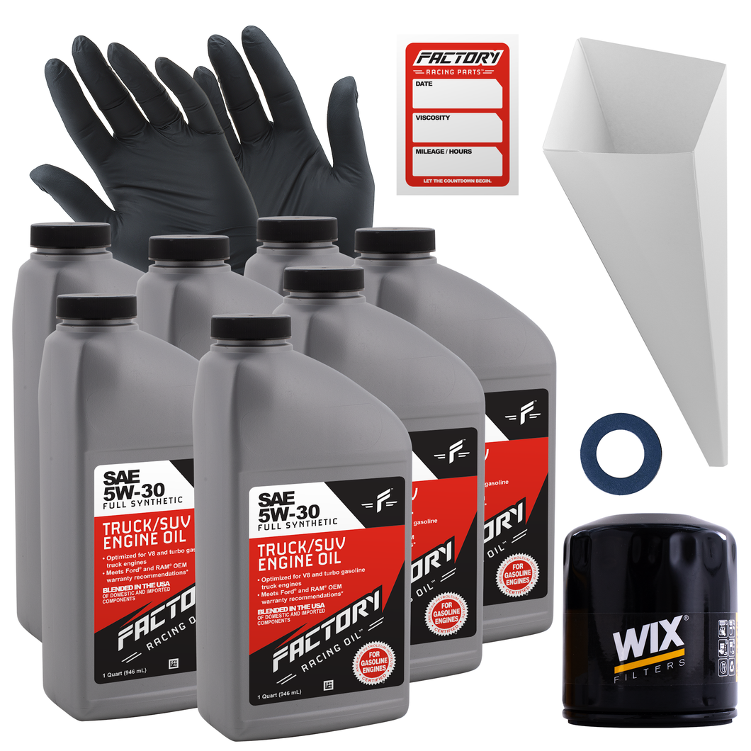 Factory Racing Parts Oil Change Kit For Toyota 4Runner 2003-2009, Sequoia 2001-2009, Tundra 2000-2007, 2009 4.7L 5W-30 Full Synthetic Oil - 7 Quarts