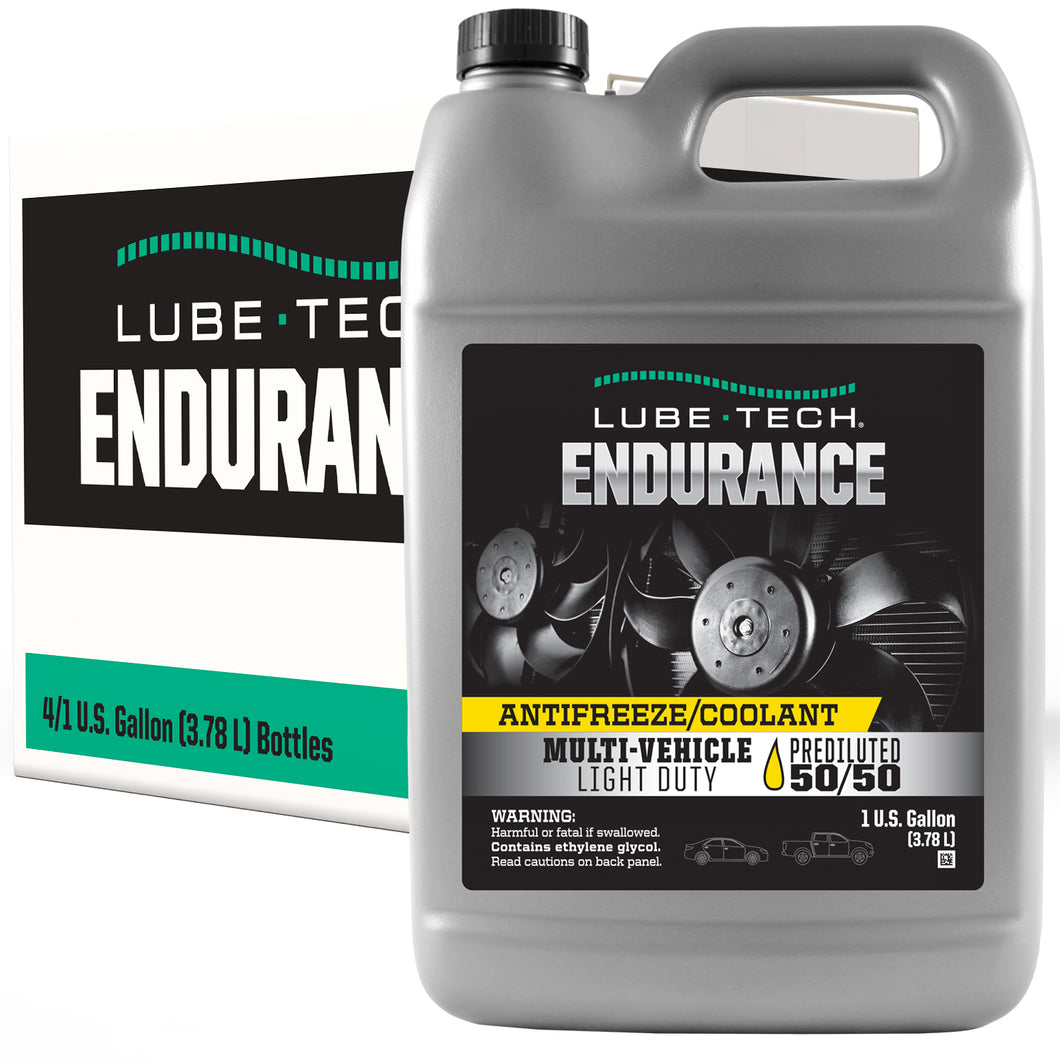 Lube-Tech Endurance Extended Life Antifreeze/Coolant – 50/50 Premix – Yellow – Suitable for North American, European, and Asian Passenger Vehicles – 1 Gallon – Case of 4