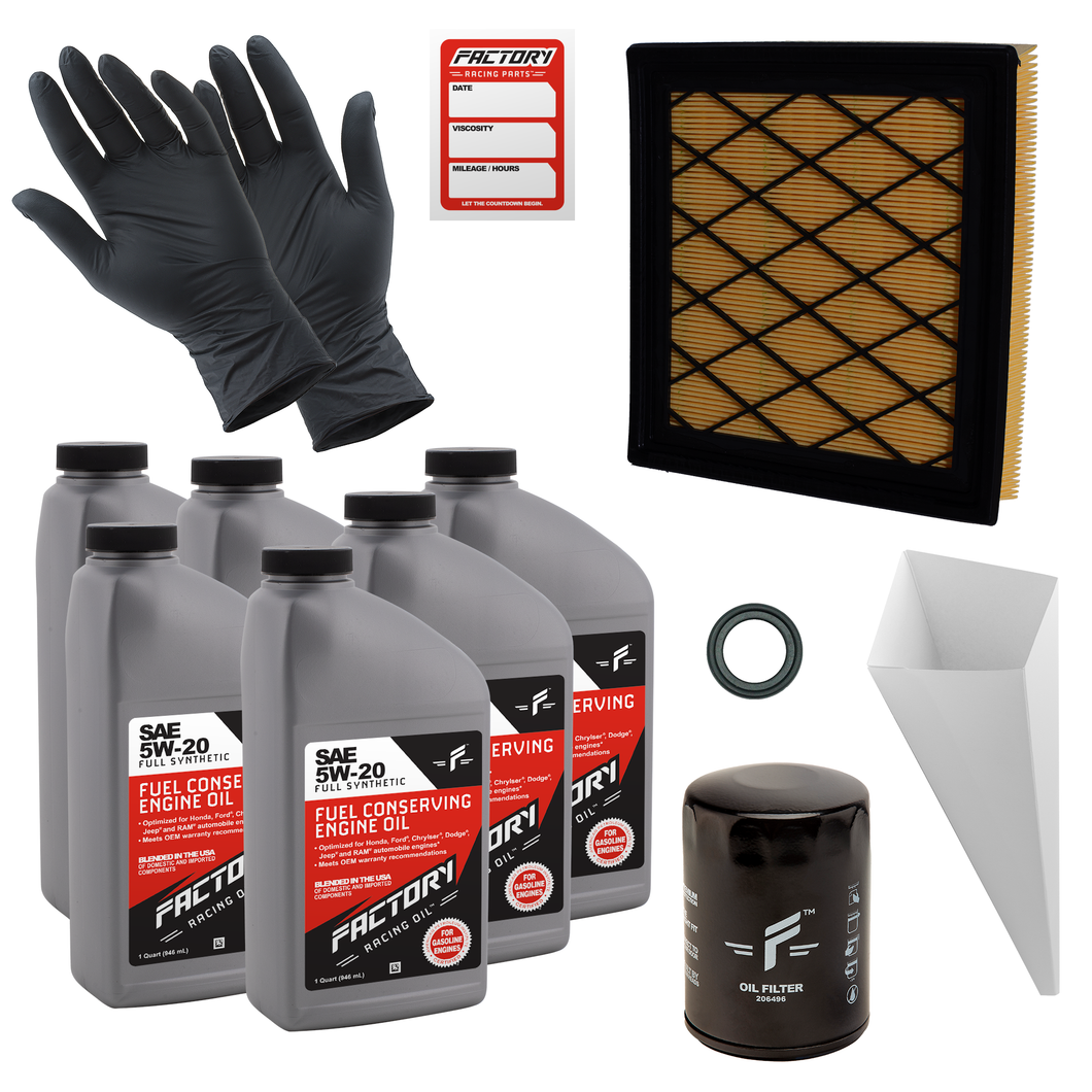 Factory Racing Parts Deluxe Oil Change Kit for Ford F-150 4.6L 2009-2010, 3.7L 2011-2014 5W-20 Full Synthetic - 6 Quarts