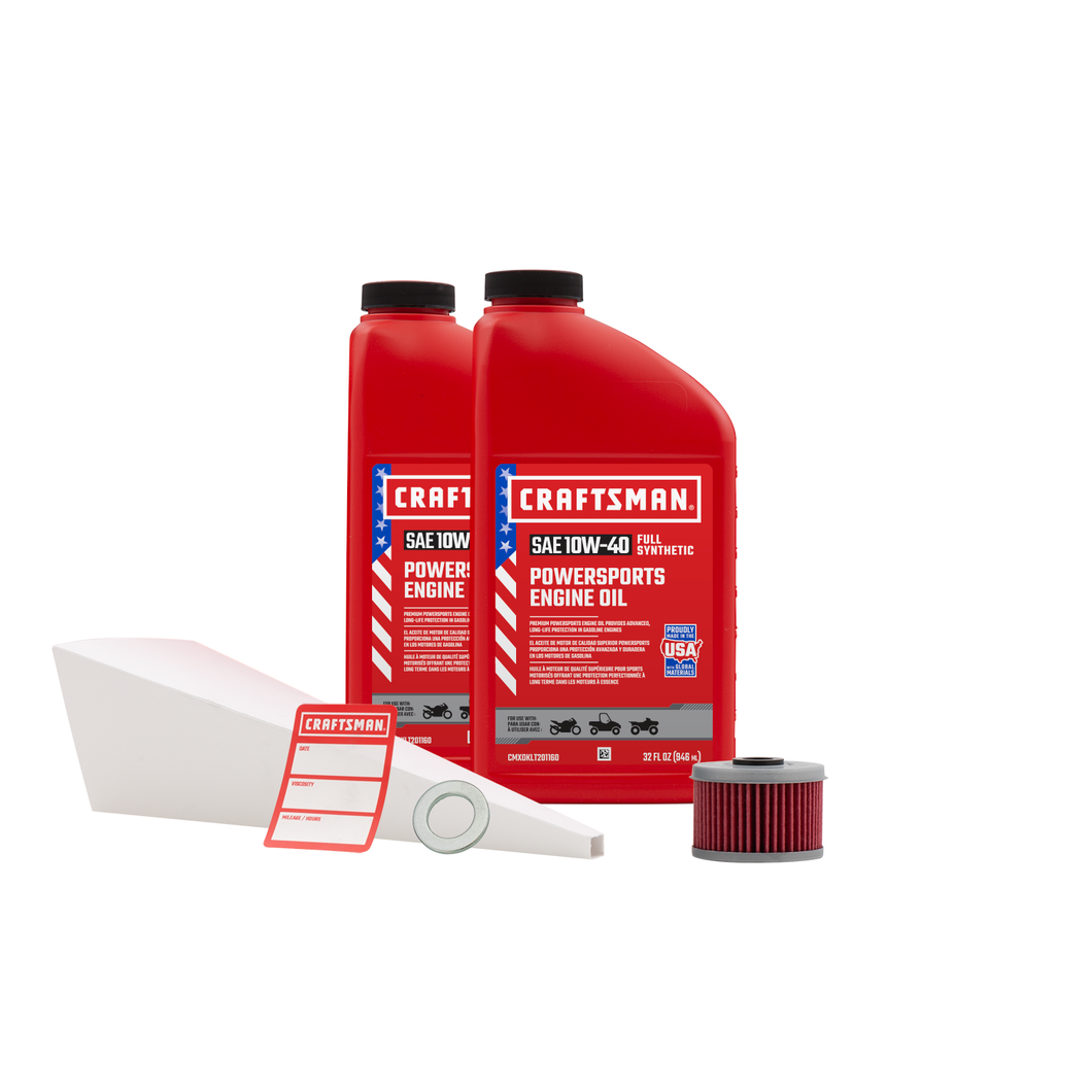 CRAFTSMAN 2 Quart 10W-40 Full Synthetic Oil Change Kit Fits Honda TRX300EX, TRX400EX, XR350R, XR400R, XR650R