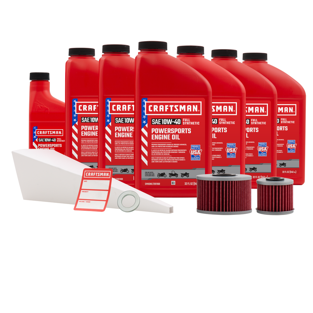 CRAFTSMAN 6.5 Quart 10W-40 Full Synthetic Oil Change Kit Fits Honda SXS1000M Pioneer, SXS10S2R/SXS10S2X Talon