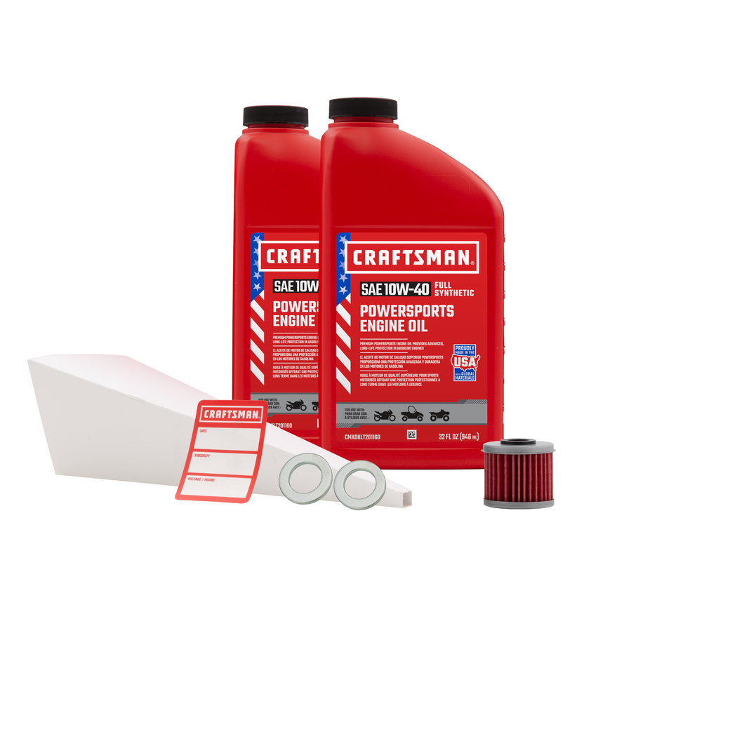 CRAFTSMAN 2 Quart 10W-40 Full Synthetic Oil Change Kit Fits Honda TRX450R, TRX450ER