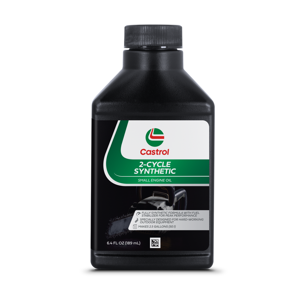 Castrol 2 Cycle Full Synthetic Oil – Small Engine Formula – 50:1 Mix Ratio – Includes Fuel Stabilizer – 6.4oz