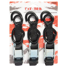 Load image into Gallery viewer, Erickson 6300 ATV Tie Down Straps 1&quot; x 5&#39; 750 lb Cam Buckle (Set of 3)
