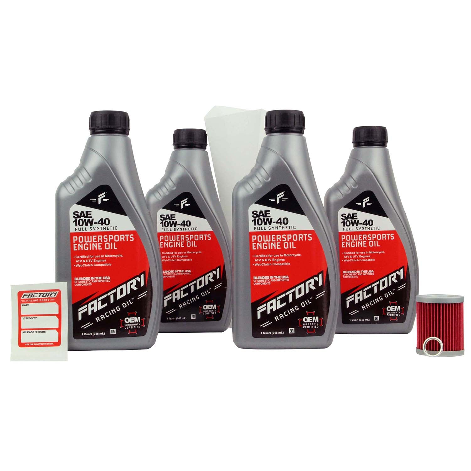Factory Racing Parts SAE 10W-40 4 Quart Oil Change Kit For Suzuki 