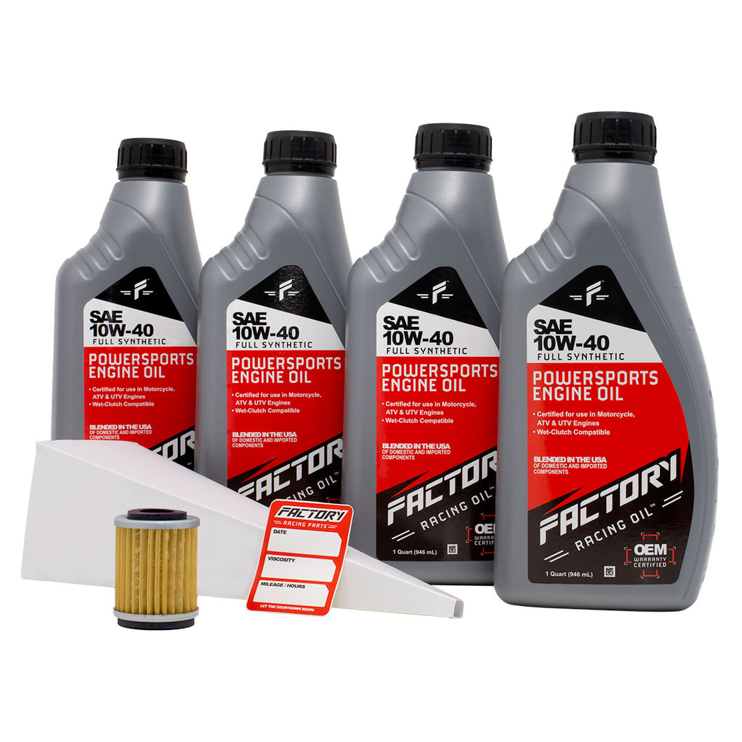 Factory Racing Parts SAE 10W-40 4 Quart Oil Change Kit For Yamaha Moto-4 (YFM350ER)