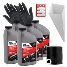 Load image into Gallery viewer, Factory Racing Parts SAE 10W-40 Full Synthetic 5 Quart Oil Change Kit compatible with Kawasaki ZR900, ZX1400, ZZR1400, VN1700, KRF800, KRT800
