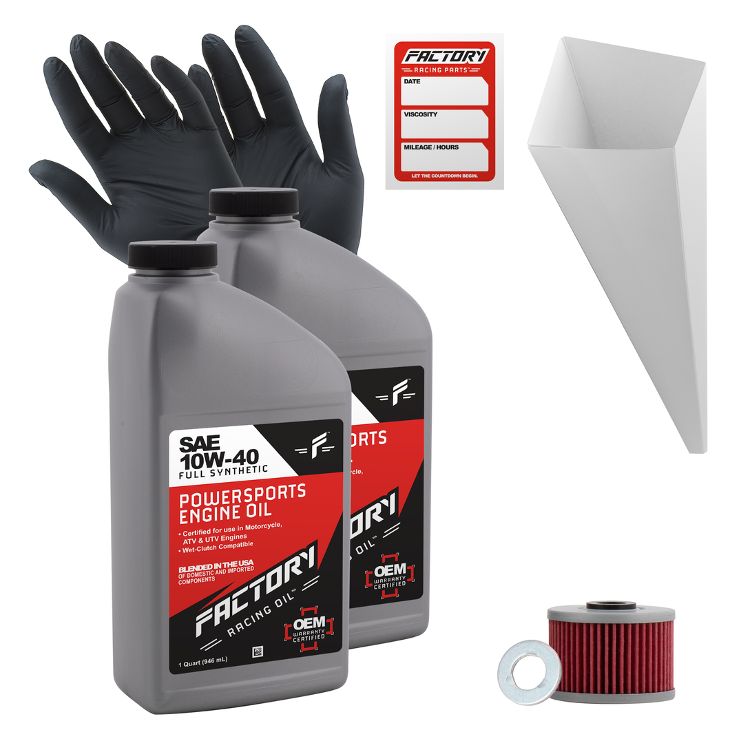Factory Racing Parts SAE 10W-40 Full Synthetic 2 Quart Oil Change Kit compatible with Kawasaki KLX110, KLX140