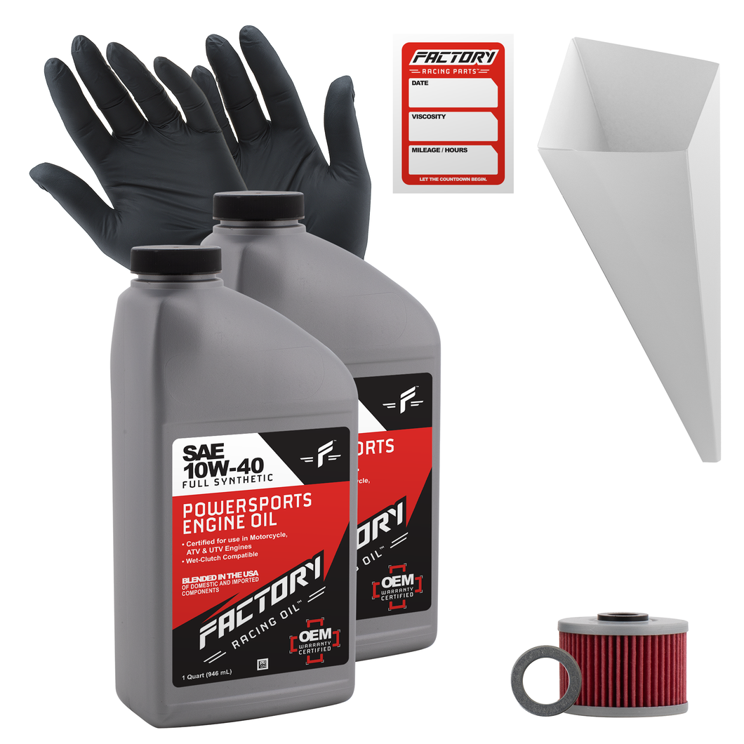Factory Racing Parts SAE 10W-40 Full Synthetic 2 Quart Oil Change Kit compatible with Kawasaki KL250 Super Sherpa, KLX250