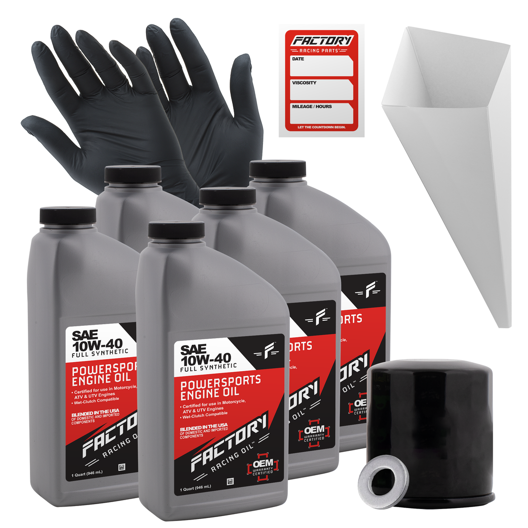 Factory Racing Parts SAE 10W-40 Full Synthetic 5 Quart Oil Change Kit compatible with Kawasaki KAF700 Mule Pro-MX