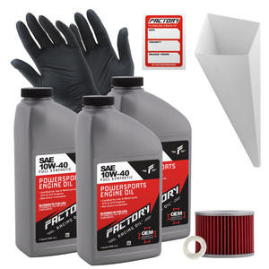 Factory Racing Parts SAE 10W-40 Full Synthetic 3 Quart Oil Change Kit compatible with Kawasaki KLE250