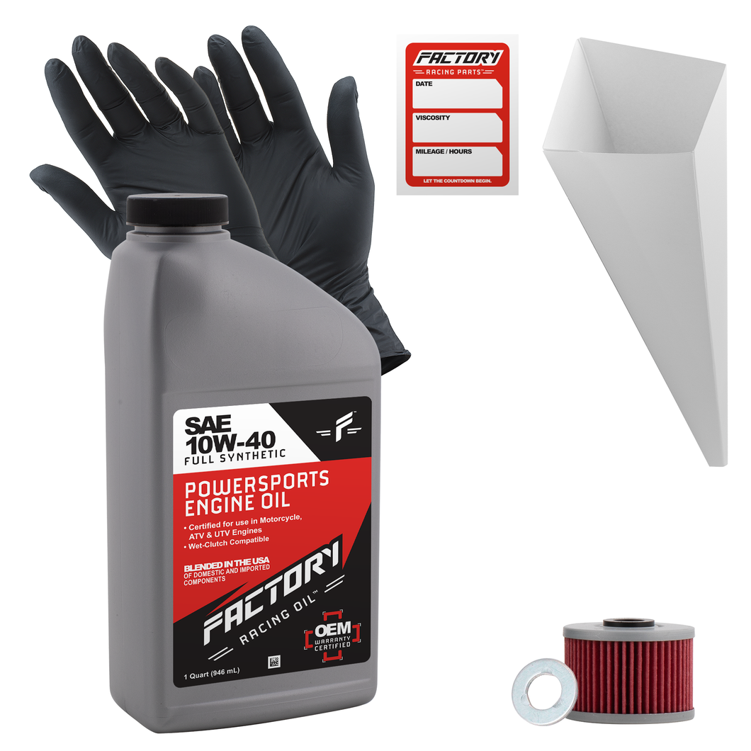 Factory Racing Parts SAE 10W-40 Full Synthetic 1 Quart Oil Change Kit compatible with Kawasaki Z125