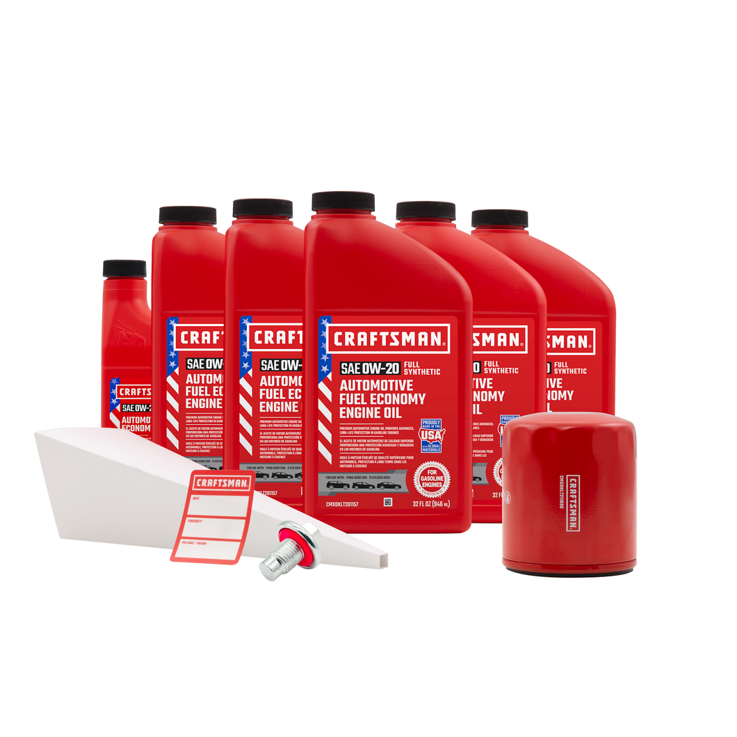 CRAFTSMAN 5.5 Quart 0W-20 Full Synthetic Oil Change Kit Fits Jeep® Cherokee, Compass, and Renegade 2.4L Vehicles