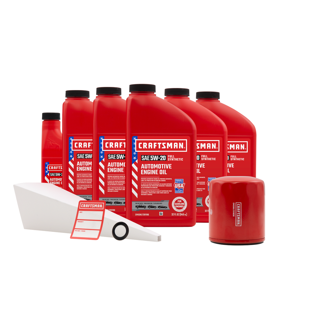 CRAFTSMAN 5.5 Quart 5W-20 Full Synthetic Oil Change Kit Fits Ford Edge Flex Taurus, Lincoln MKS MKT MKX, Mazda MPV