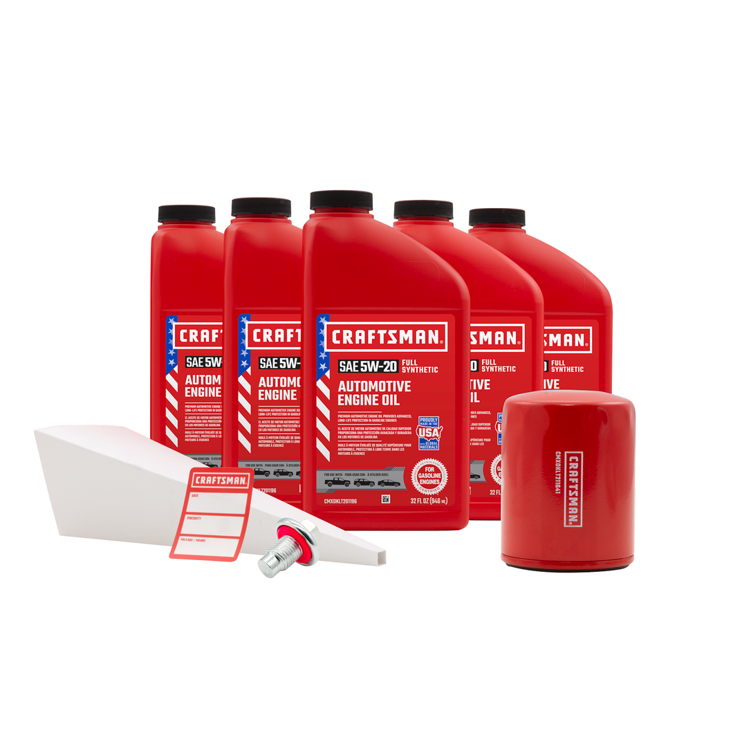 CRAFTSMAN 5 Quart 5W-20 Full Synthetic Oil Change Kit Fits Select Chrysler® Pacifica, Town & Country, Dodge® Caravan, Nitro Vehicles
