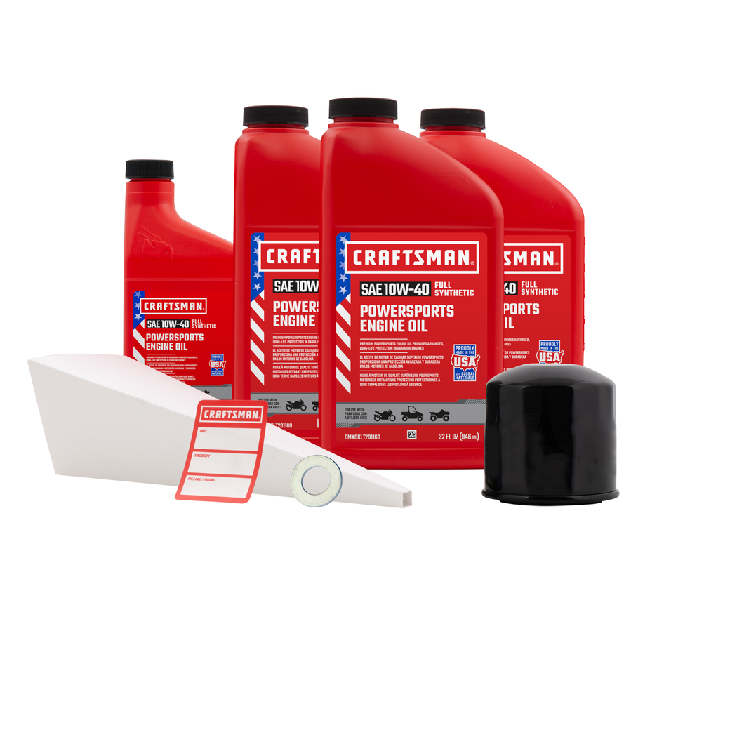 CRAFTSMAN 3.5 Quart 10W-40 Full Synthetic Oil Change Kit Fits Kawasaki EN5450 454 LTD, EX500 GPZ500S