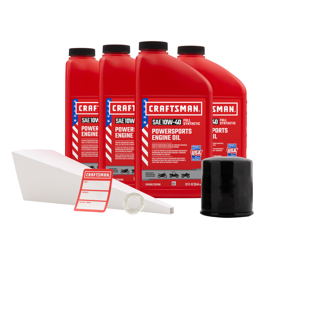 CRAFTSMAN 4 Quart 10W-40 Full Synthetic Oil Change Kit Fits Kawasaki Z800 ZR800, Z800e ZR800