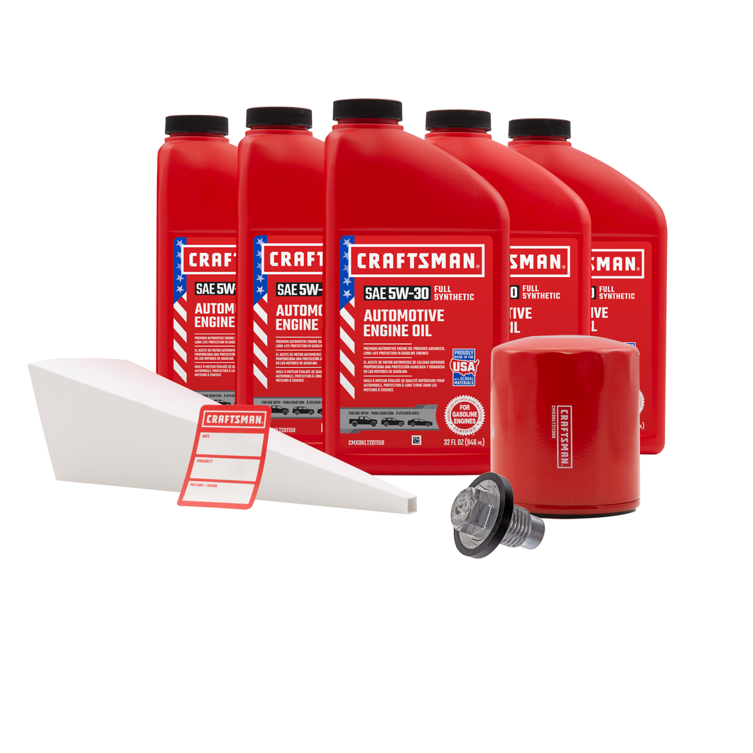 CRAFTSMAN 5 Quart 5W-30 Full Synthetic Oil Change Kit Fits Dodge Intrepid, Stratus, Jeep Liberty, Plymouth Prowler