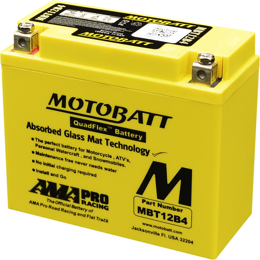 Motobatt MBT12B4 12V AGM Battery Fits Ducati Yamaha