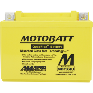 Motobatt MBTX4U 12V AGM Battery Fits Adly Aprilia Derbi Honda KTM Peugeot Piaggio Suzuki Yamaha